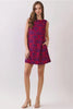 Dress - Mini - Sleeveless Damask - Red Blue - Findlay Rowe Designs