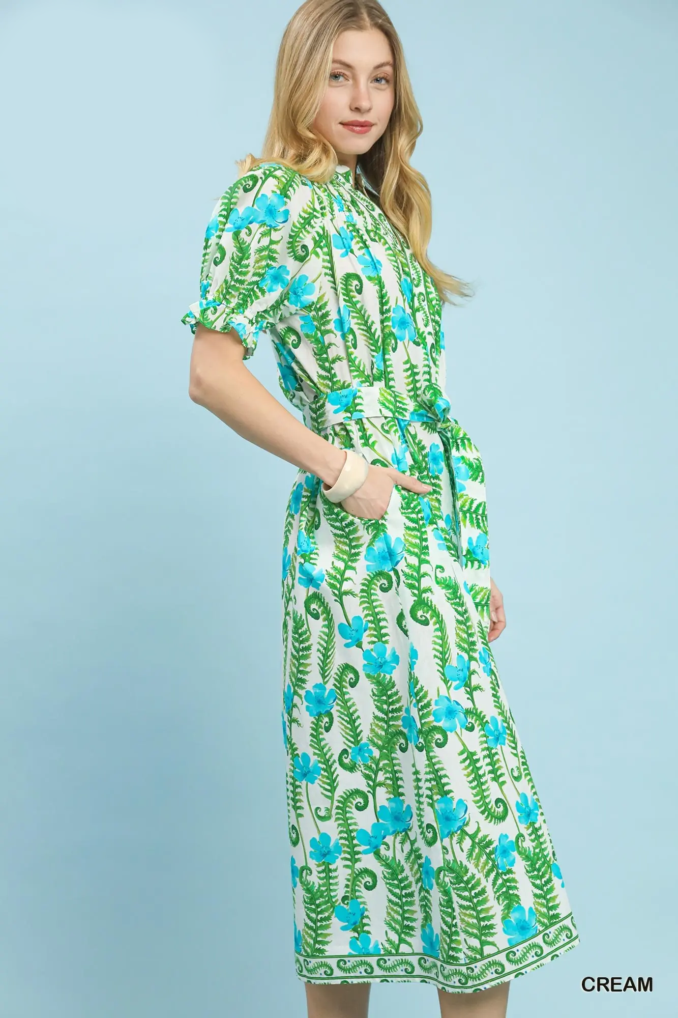 Umgee - Dress - Tropical Floral Midi - Cream - Findlay Rowe Designs