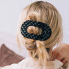 Teleties - Flat Round Hair Clip - Jet Black Quilted - Large - Findlay Rowe Designs