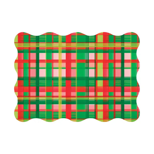 Lucy Grimes - Paper Placemat - Plaid Scalloped Rectangle