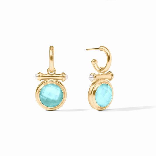 Julie Vos - Earring - Bamboo Hoop & Charm - Iridescent Bahamian Blue - Findlay Rowe Designs