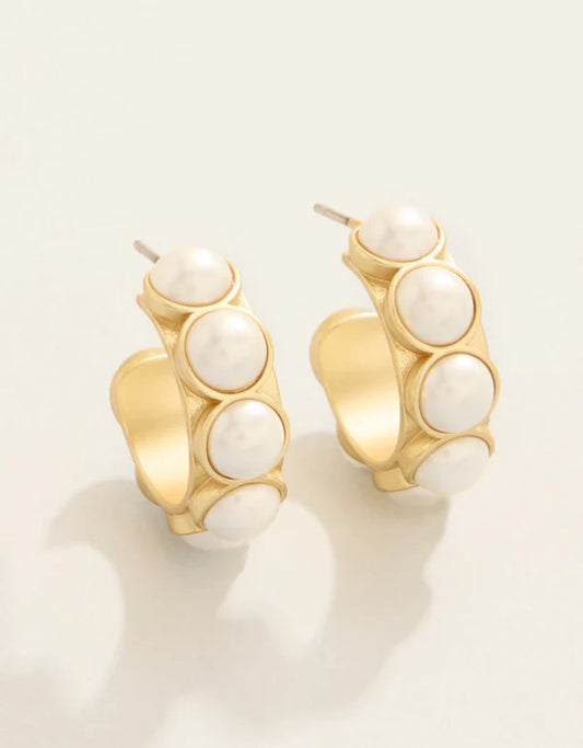 Spartina - Earrings - Anna Petite Hoop - Pearl - Findlay Rowe Designs