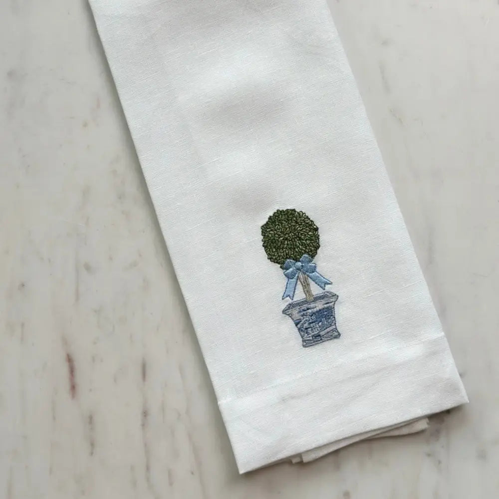 Arte Italica - Towel - Linen - Chinoiserie Boxwood Topiary