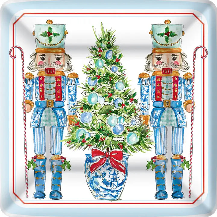 Rosanne Beck - 7 in. Square Plate - Blue Nutcracker
