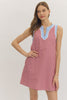 Entro - Dress - Mini Sleeveless Gingham Split Neck - Red - Findlay Rowe Designs