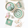 Cocktail Napkins - Scalloped Mahj - Green Stripe