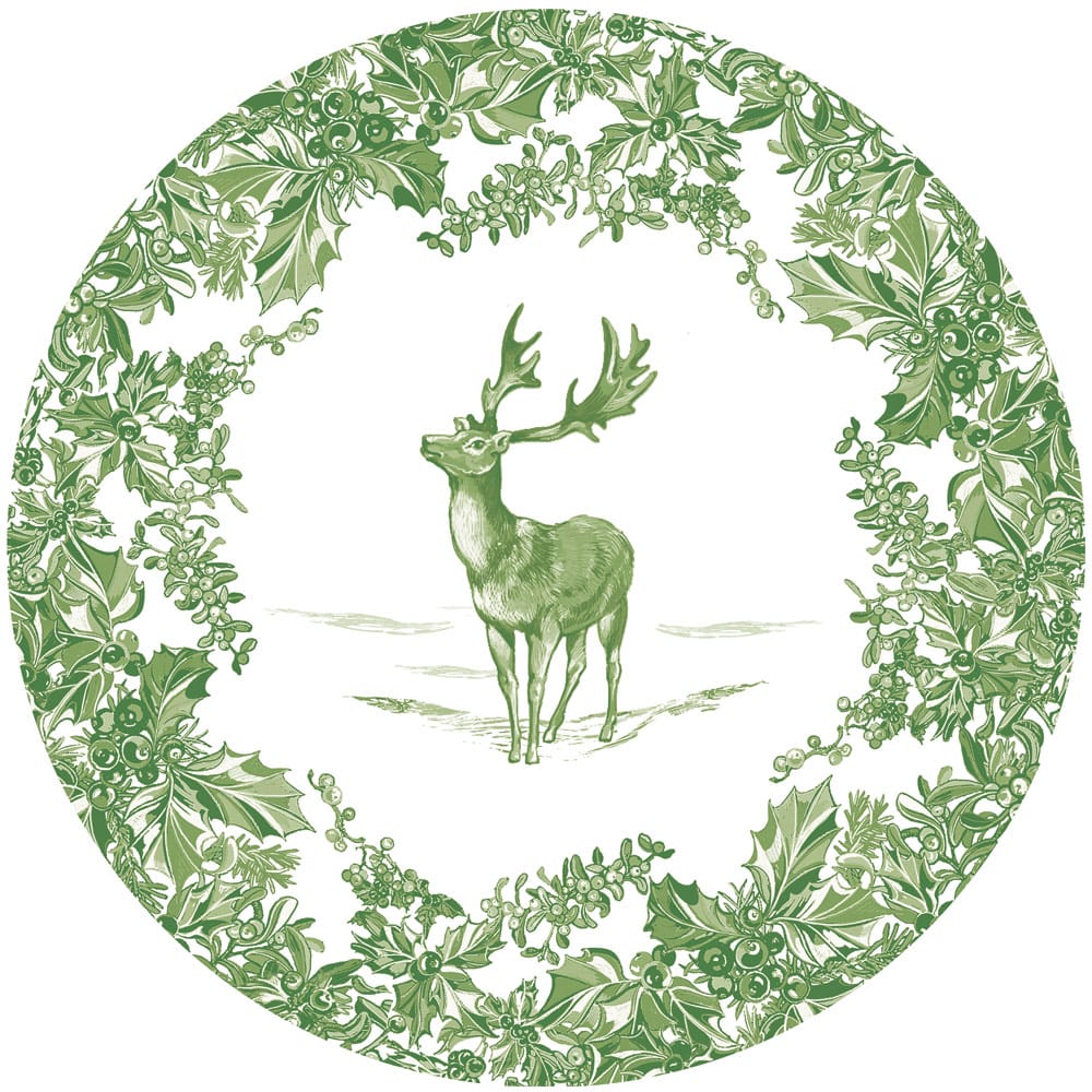 Caspari - Plate Dinner - Stag Toile Sage/White - Findlay Rowe Designs