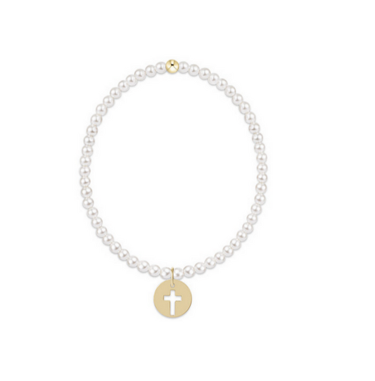 Enewton - Classic Pearl  3mm Bead Bracelet - Blessed Gold Disc - Findlay Rowe Designs