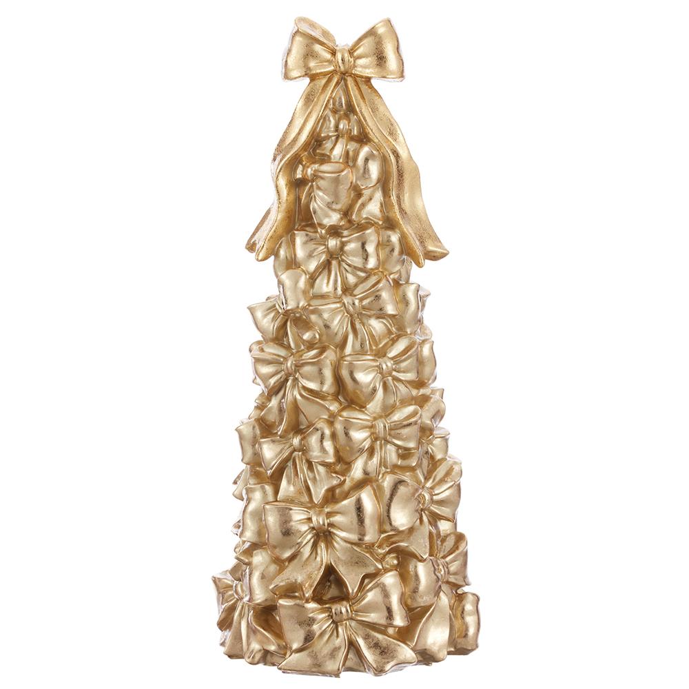 Allstate Floral - 16" Bow Cone Topiary - Gold - Findlay Rowe Designs