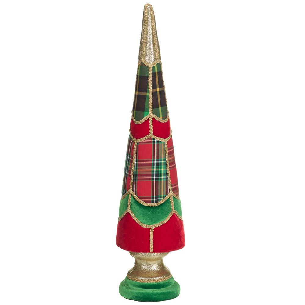 Allstate Floral - 28" Plaid Cone Topiary Patchwork - Findlay Rowe Designs