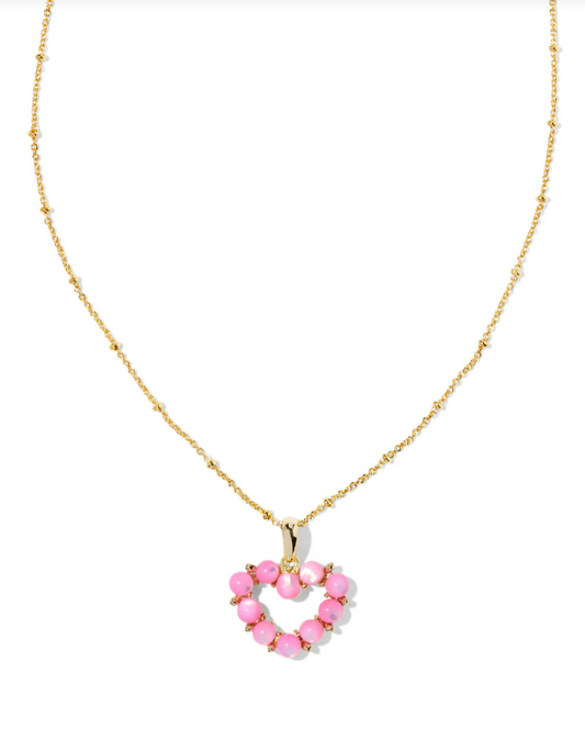 ASHTON HEART SHORT PENDANT NECKLACE GOLD BLUSH IVORY MOTHER OF PEARL - Findlay Rowe Designs