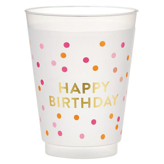 Gold Foil Frost Cup -8 pack Happy Birthday