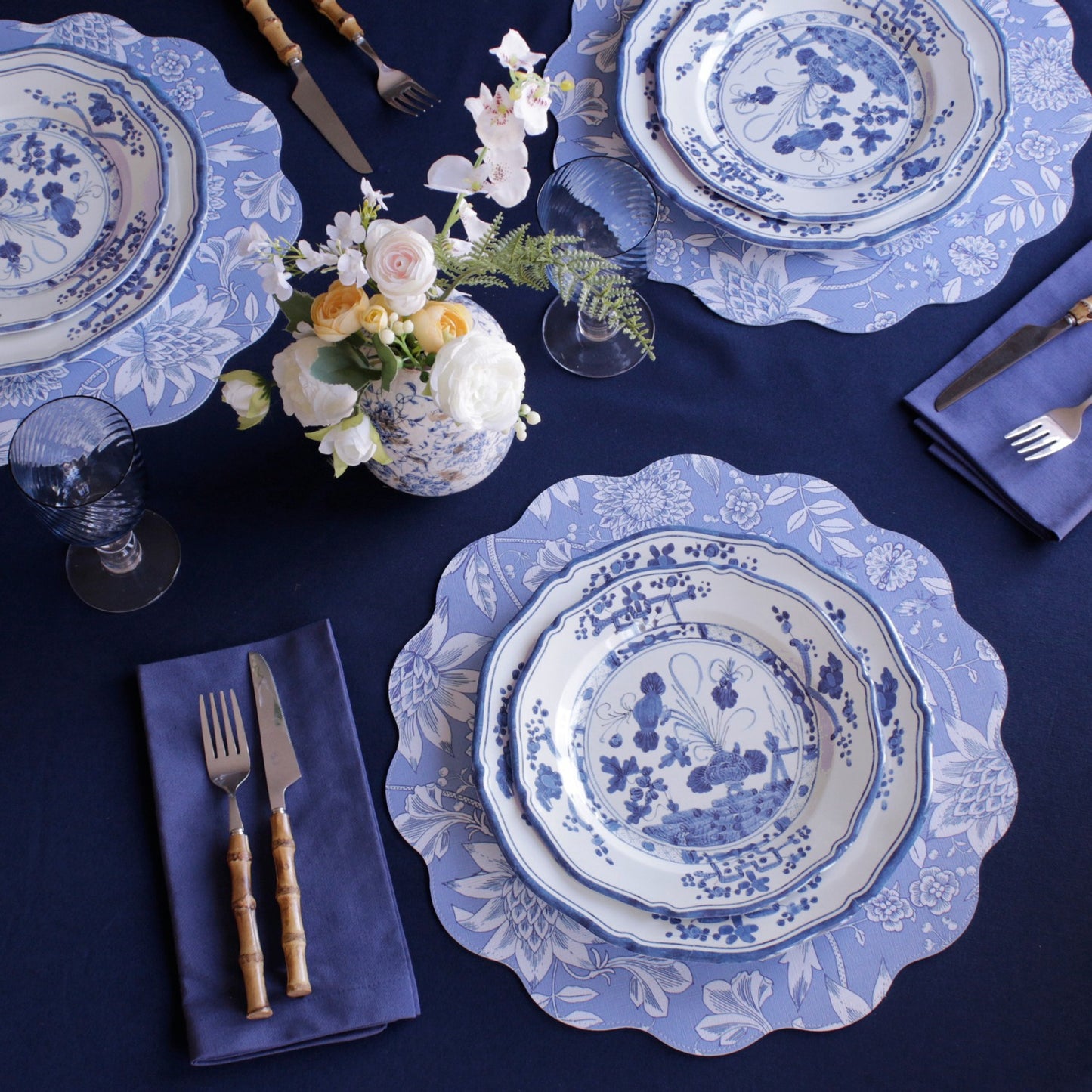 Beatriz Ball - VIDA Faenza Salad Plate - White and Blue - Findlay Rowe Designs