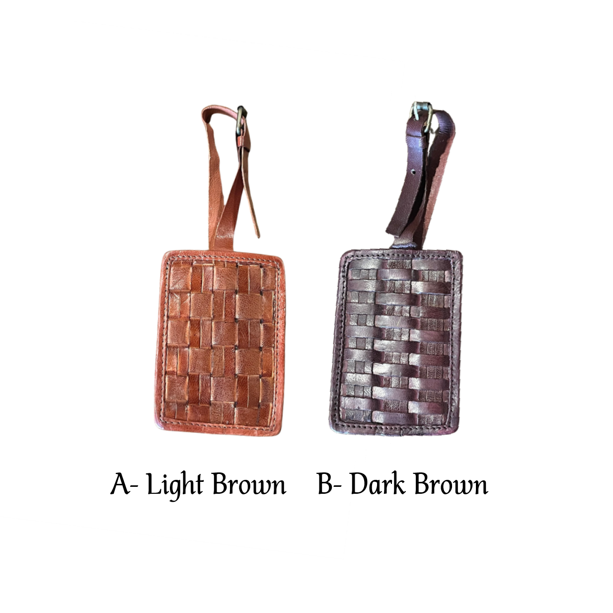 Luggage Tag - Chestnut Woven Leather