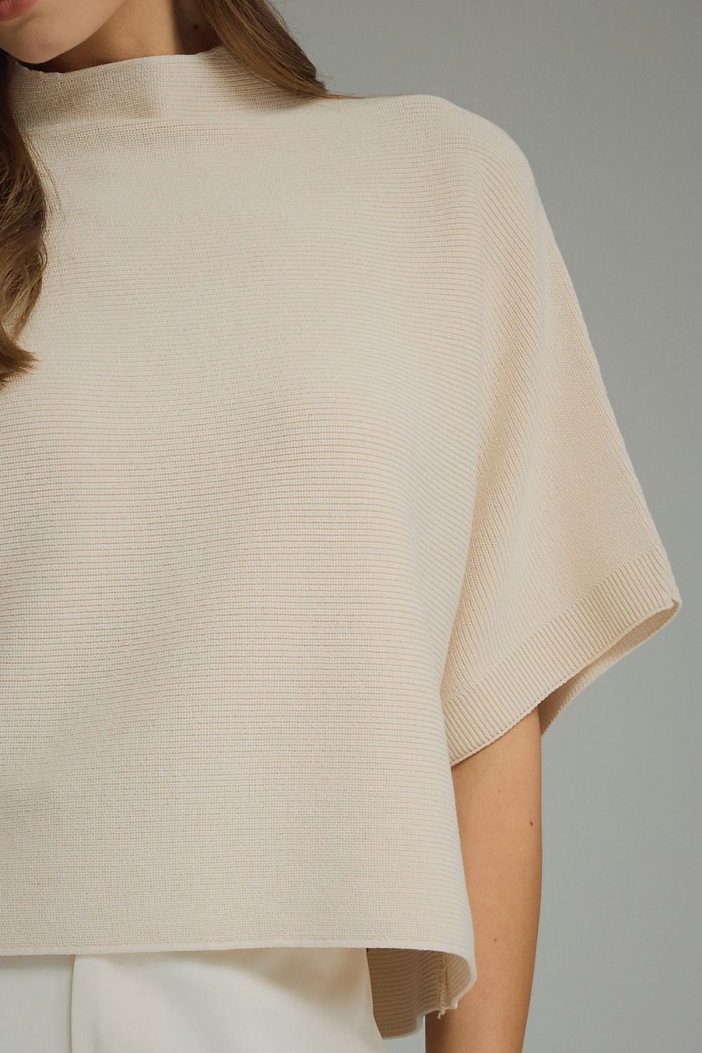Entro - Top - Dolman Sleeve Ribbed Mock Sweater - Ecru - Findlay Rowe Designs