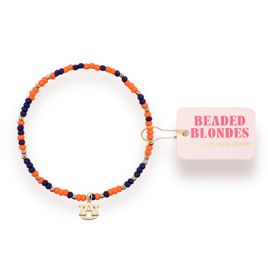 Beaded Blondes - Bracelet - Gold Collegiate Charm - On Color