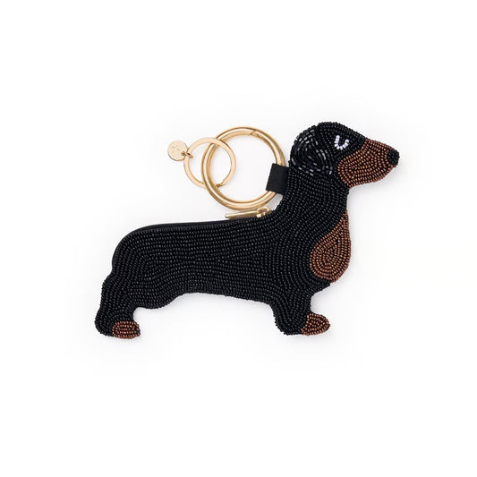Ink & Alloy - Beaded Coin Purse - Mary Dachshund - Black