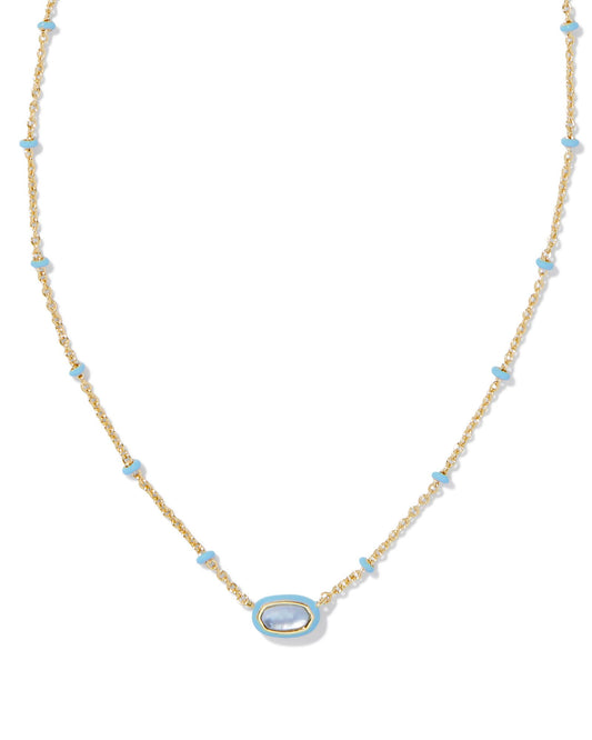 Kendra Scott - Necklace -  Mini Elisa Gold Enamel Frame Short Pendant - Periwinkle Illusion