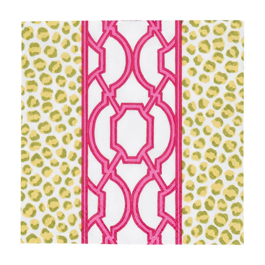 Caspari - Cocktail Napkins - Knots And Spots Green & Fuchsia - Findlay Rowe Designs
