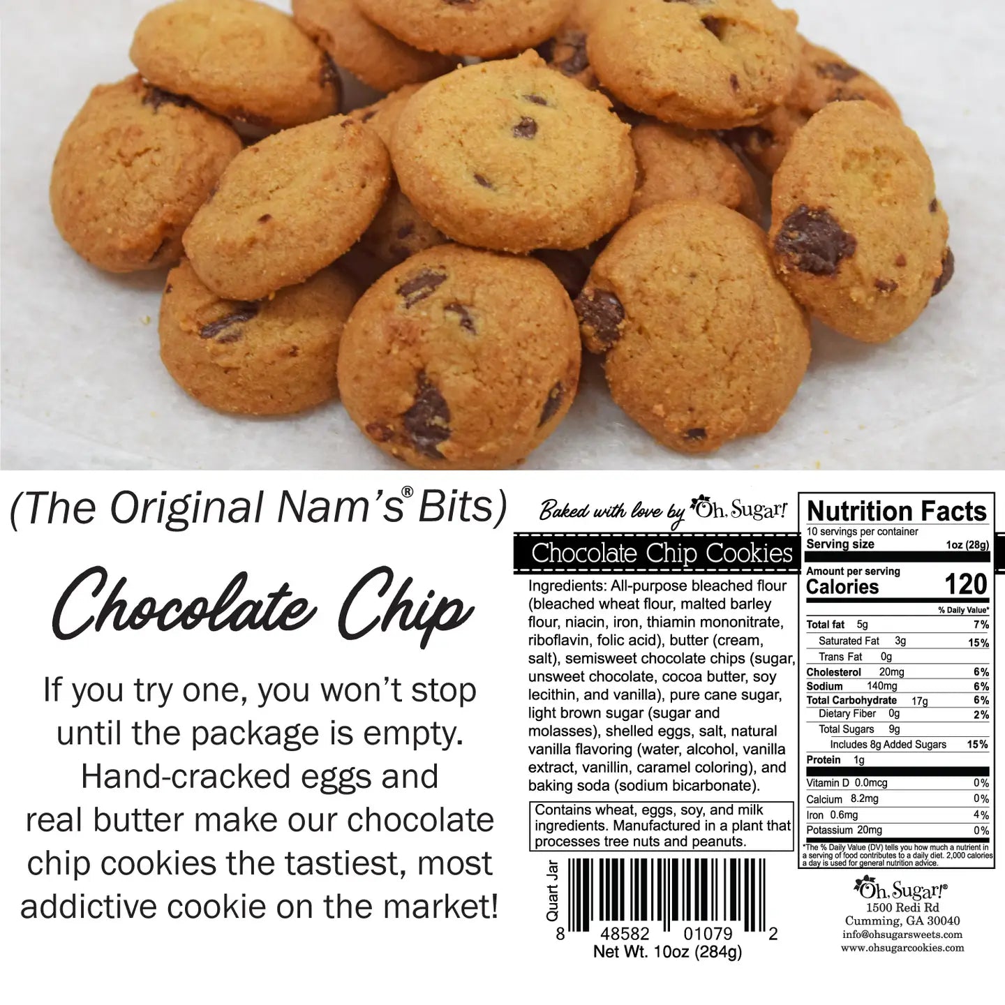 Oh Sugar - Nam's Bits Chocolate Chip Cookies - Christmas Georgia Quart Jar - Findlay Rowe Designs