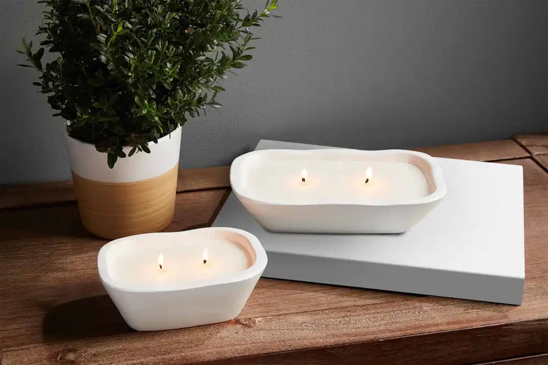 Mud Pie- SMALL WHITE DOUGH BOWL CANDLE