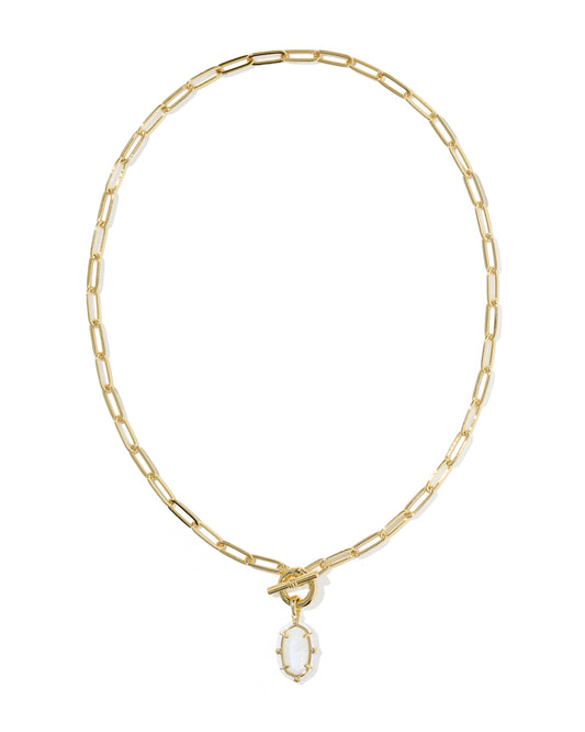 Kendra Scott - Necklace -    Elisa Gold Enamel Link and Chain -  Gold White Mother Of Pearl - Findlay Rowe Designs
