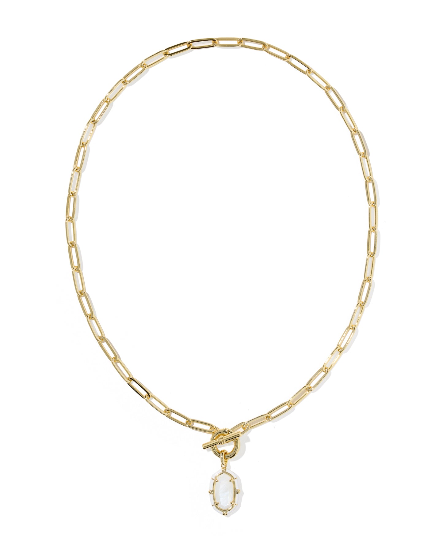Kendra Scott - Necklace -    Elisa Gold Enamel Link and Chain -  Gold White Mother Of Pearl - Findlay Rowe Designs