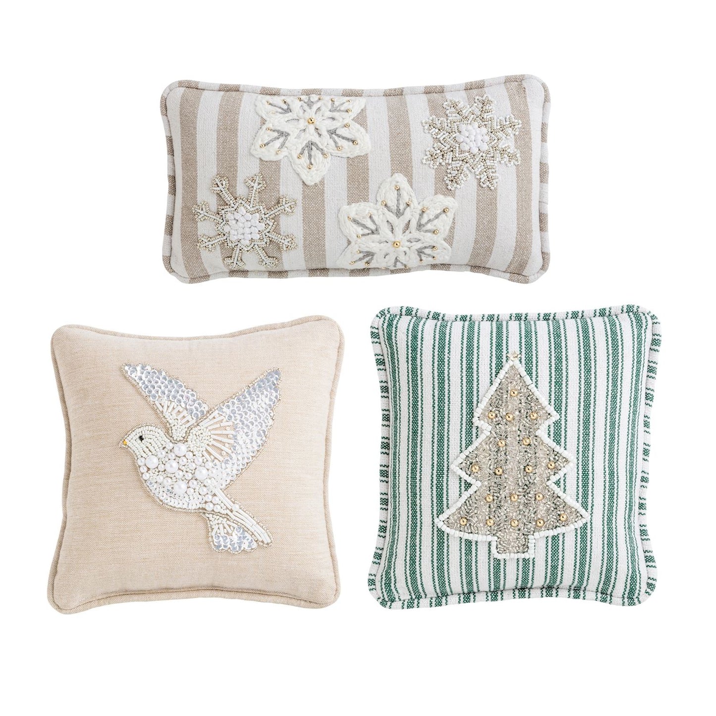 Mudpie - Pillows - White Christmas Mini Beaded - Assorted - Findlay Rowe Designs