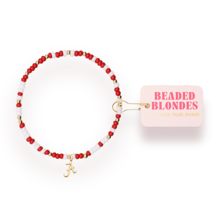 Beaded Blondes - Bracelet - Gold Collegiate Charm - On Color
