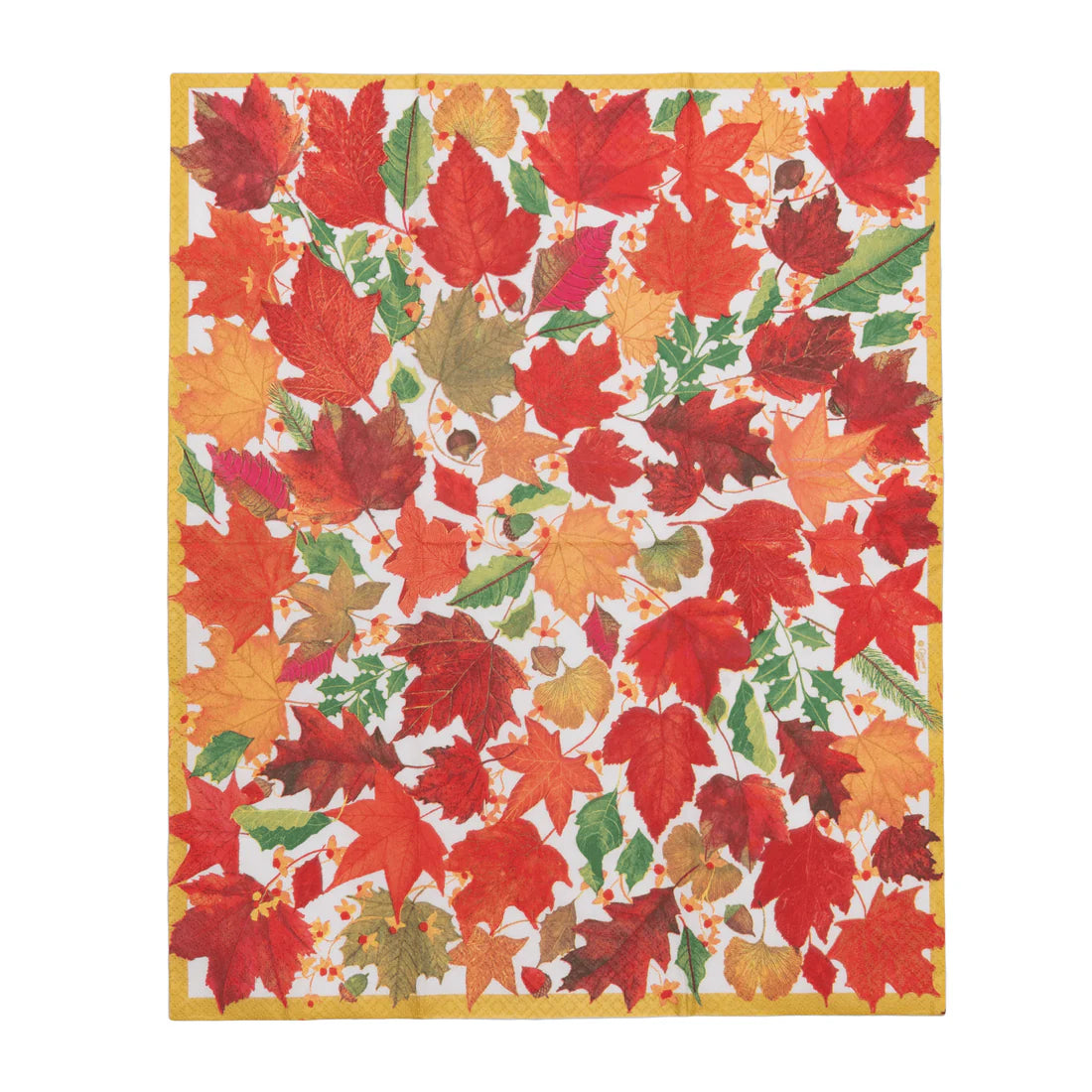 Caspari - Guest Towel Napkins - Swirling Leaves White