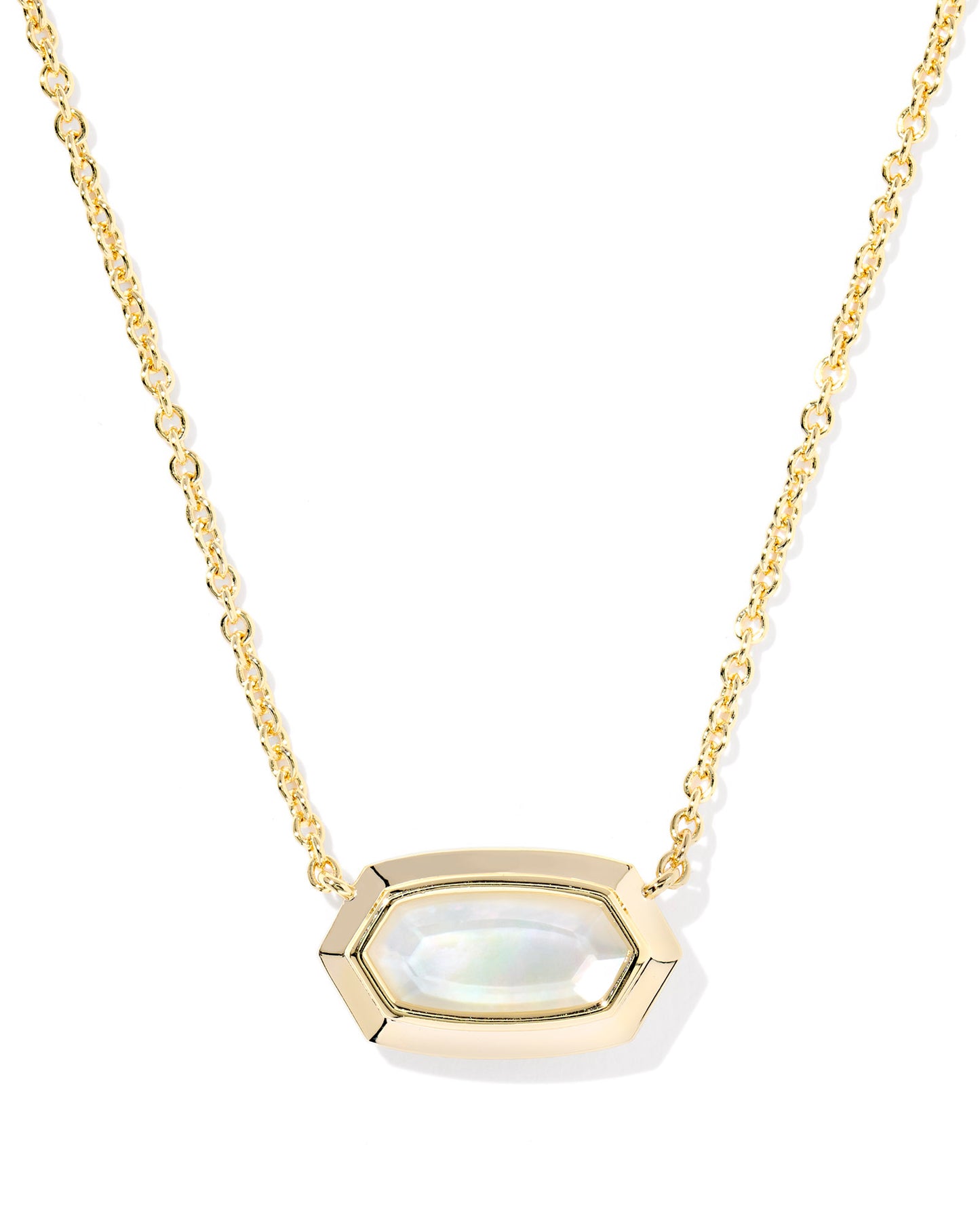 Kendra Scott - Necklace - Elisa Bezel Short Pendant - Gold Ivory Mother of Pearl