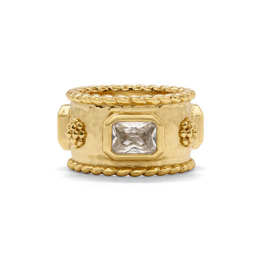 Ring - Berry Hammered Band - Gold-Cubic Zirconia - Findlay Rowe Designs