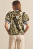 Entro - Top - Puff Sleeve Contrast Binding - Floral Olive - Findlay Rowe Designs