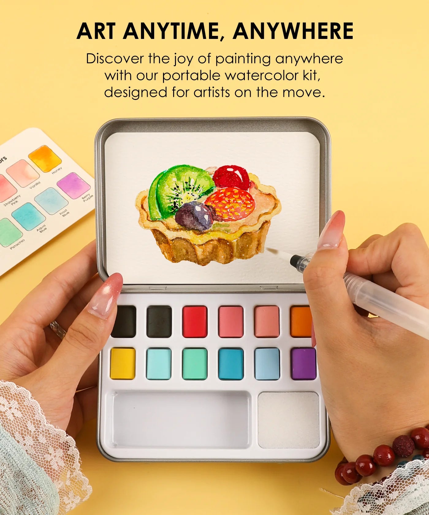 Grabie - Watercolor Pocket Set Of 12 With Brush - Dessert Colors - Findlay Rowe Designs