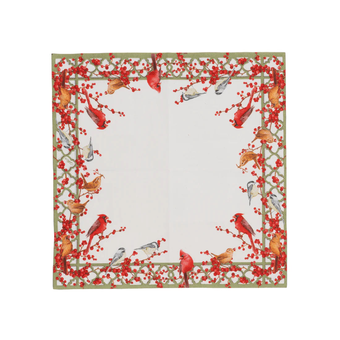Caspari - Cocktail Napkins - Winter Birds and Berries