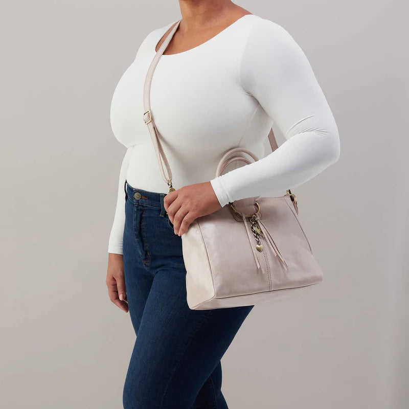 Hobo - Sheila Medium Satchel - Aniline Gloss Leather Stone Gloss