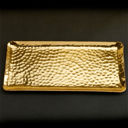 Gold Gilded Rectangle 5" x 11.5" Hammered Tray