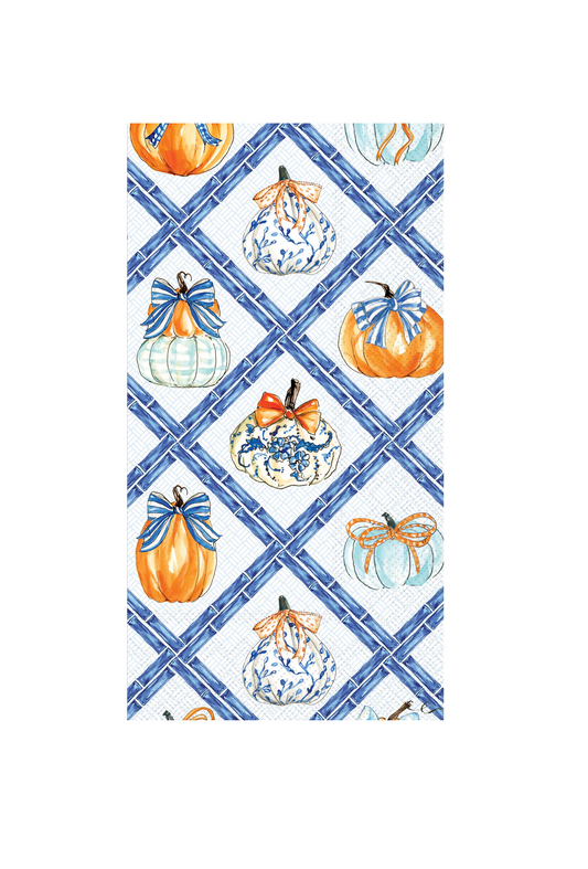 Guest Towel Napkin - Chinoiserie Pumpkin Topiary
