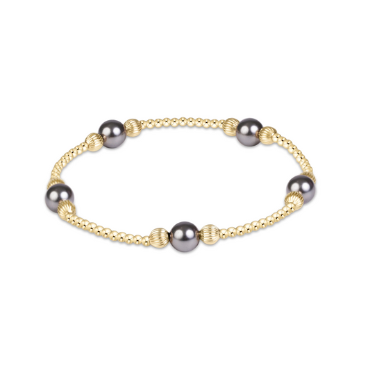 Enewton - Purpose Pearl Dark Grey 6mm Dignity Gold Bracelet