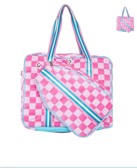 Katydid - Pickleball Bag - Pink Checkerprint
