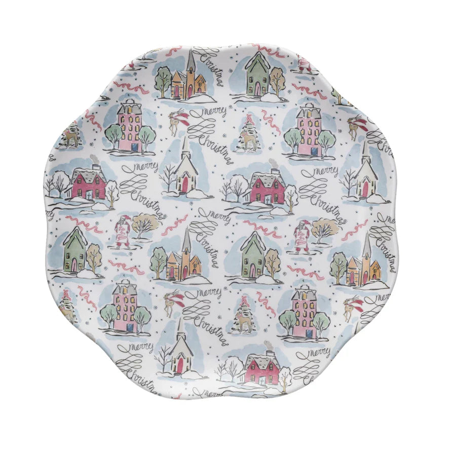 Holiday Melamine Scalloped Platter - 11 in