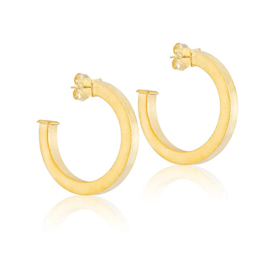 Sheila Fajl - Earrings - Ilana Hoops - Brushed Gold Plated