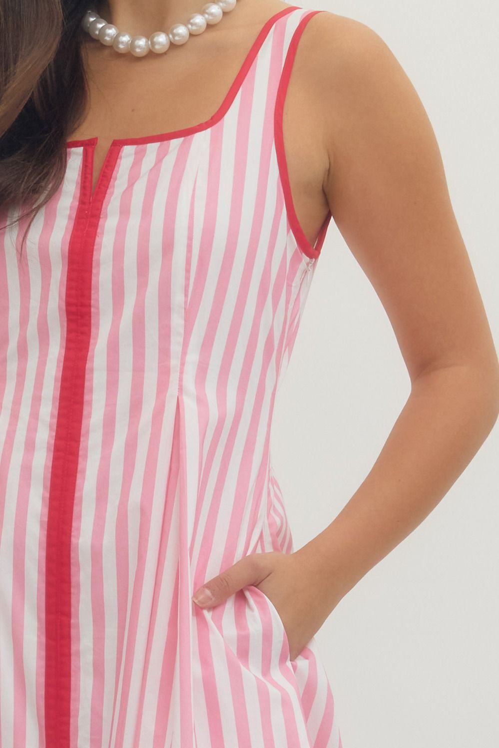 Entro - Dress - Midi Sleeveless - Pink Stripe - Findlay Rowe Designs