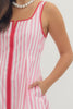 Entro - Dress - Midi Sleeveless - Pink Stripe - Findlay Rowe Designs