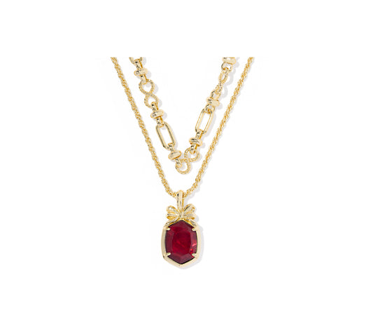 Kendra Scott - Necklace - Daphne Bow Multi Strand - Gold Dark Burgundy Illusion