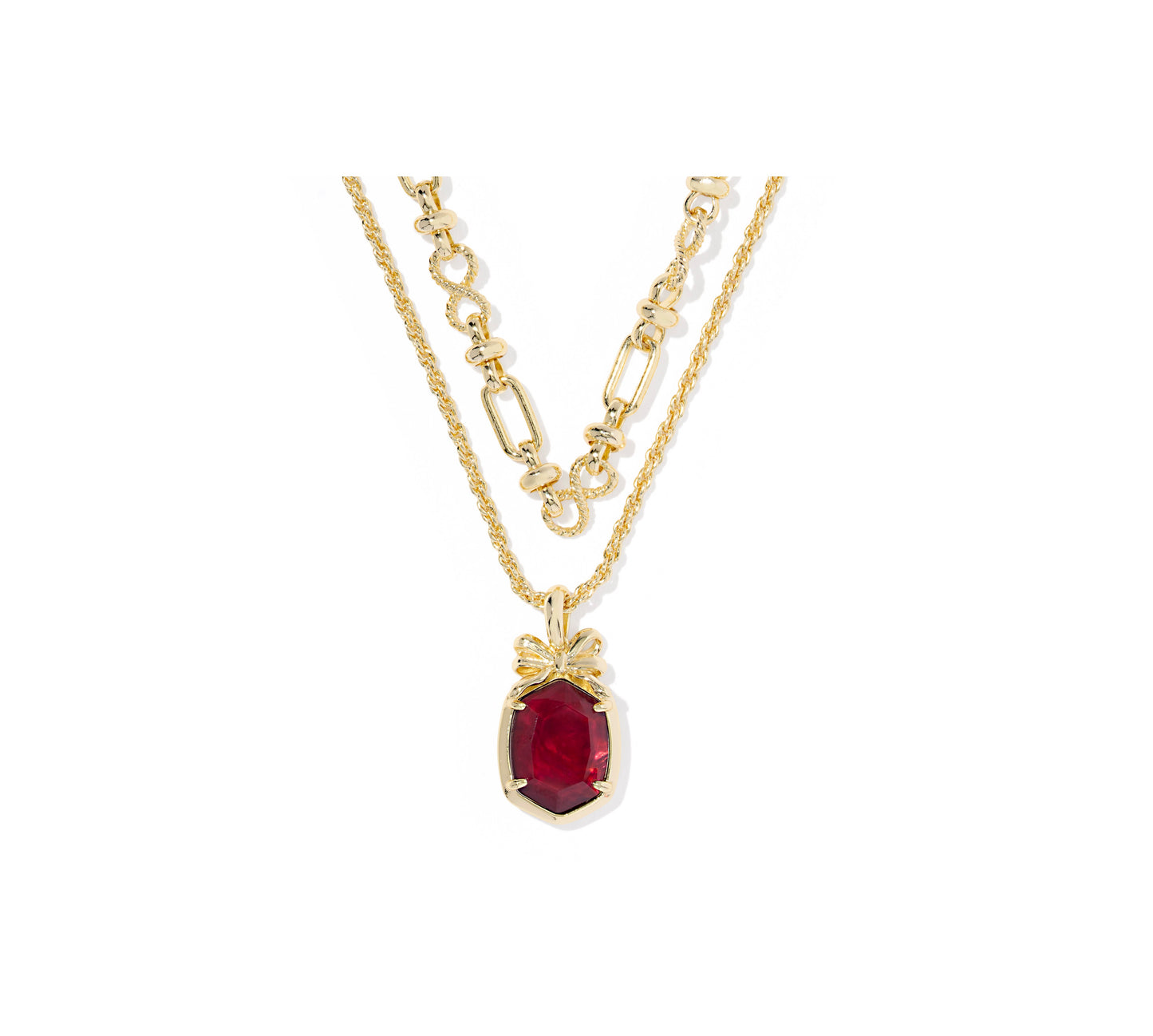 Kendra Scott - Necklace - Daphne Bow Multi Strand - Gold Dark Burgundy Illusion