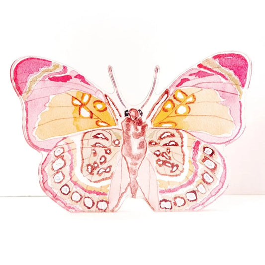 Catherine Cartie - Acrylic Art Block - Butterfly - Pink and Green - Large - Findlay Rowe Designs