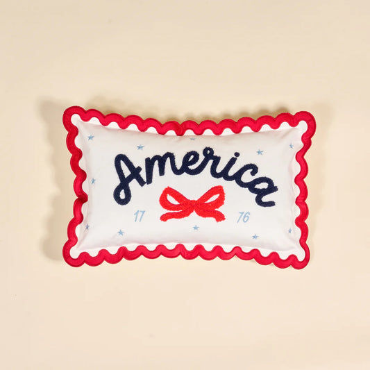 Pillow - America  - White with Bow - Findlay Rowe Designs
