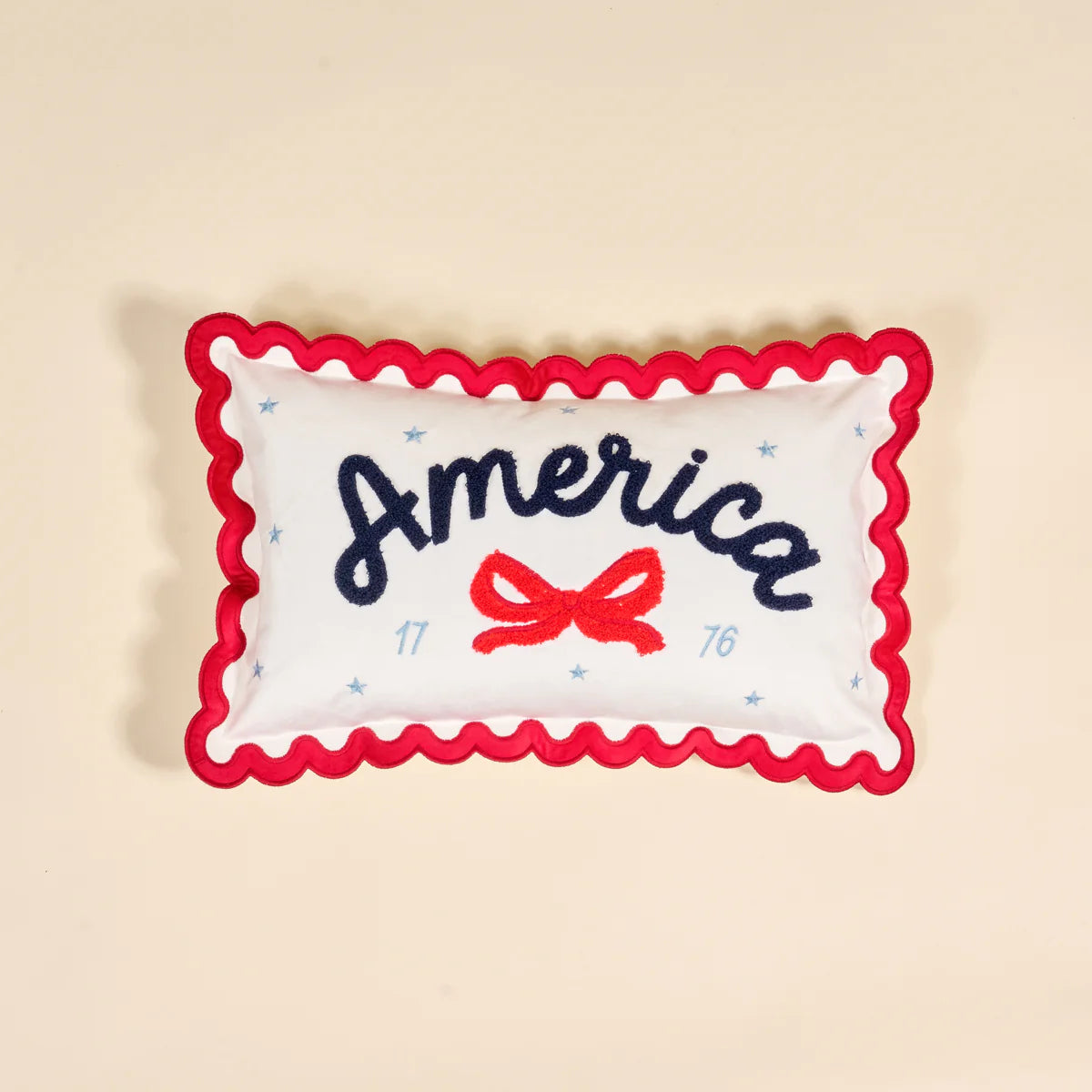 Pillow - America  - White with Bow - Findlay Rowe Designs