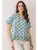 Top - Midi Flutter Sleeve - Blue Floral - Findlay Rowe Designs